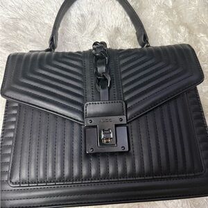 Aldo Black Quilted Satchel with Chevron Design